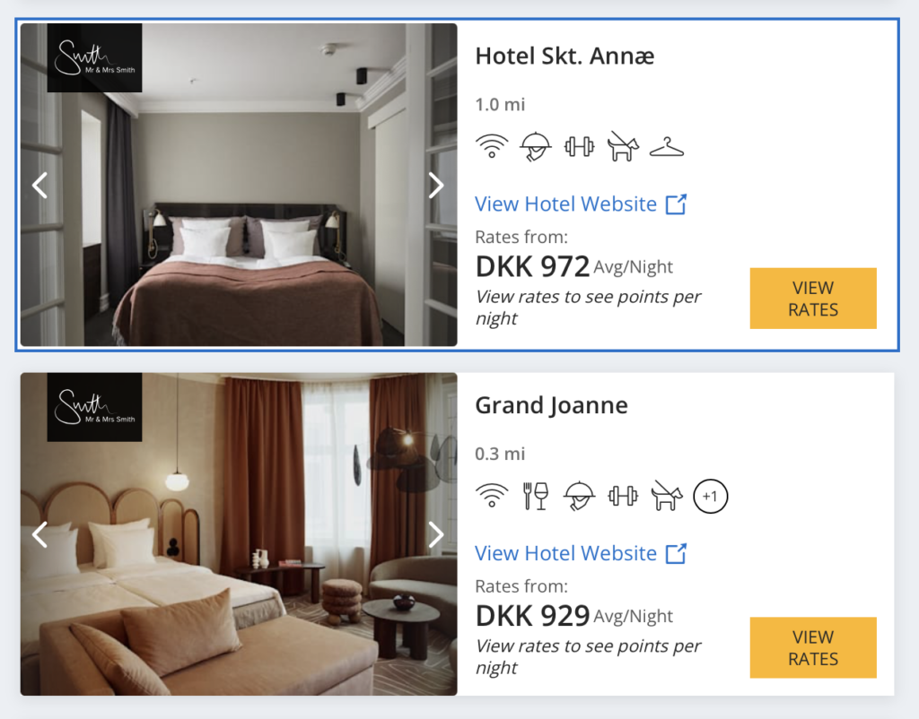 Screenshot of hotels